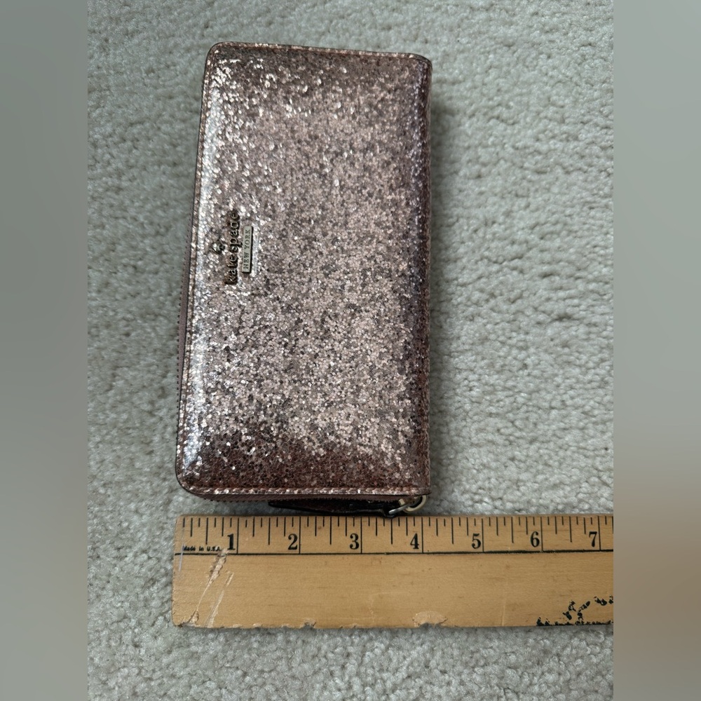 kate spade Rose Gold Glitter Zip Wallet - Picture 8 of 8